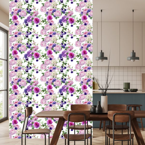 Behang Bloemmotief Met Waterverfrozen - Afbeelding 4