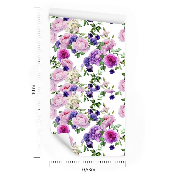 Behang Bloemmotief Met Waterverfrozen - Afbeelding 8