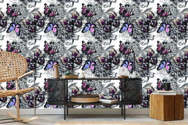 Behang Vlinders, Bloemen, Planten, Gang - Afbeelding 5