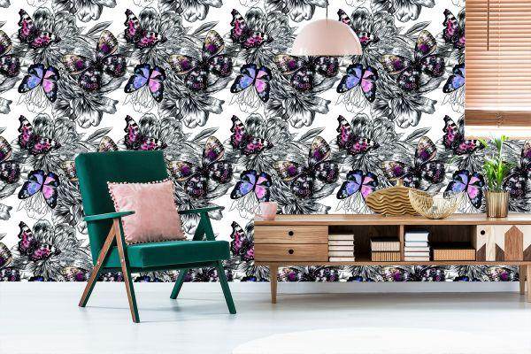 Behang Vlinders, Bloemen, Planten, Gang - Afbeelding 6