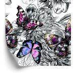 Behang Vlinders, Bloemen, Planten, Gang