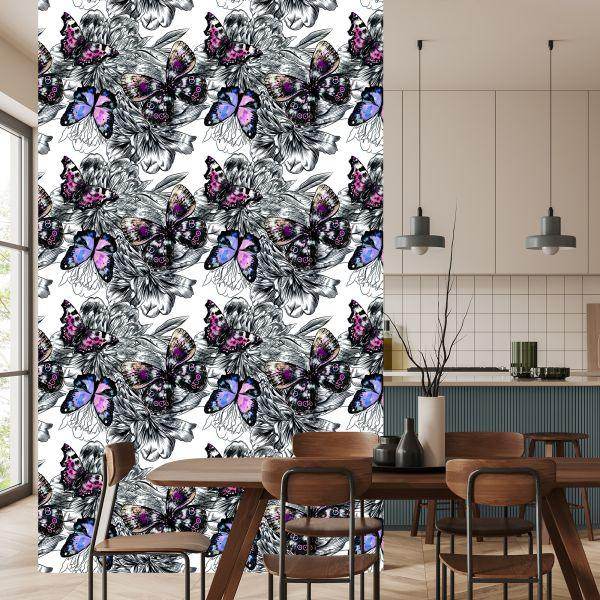 Behang Vlinders, Bloemen, Planten, Gang - Afbeelding 4