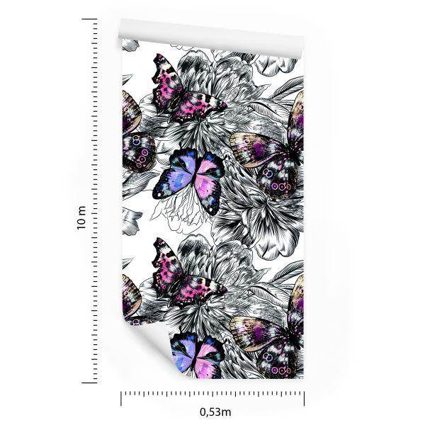 Behang Vlinders, Bloemen, Planten, Gang - Afbeelding 8