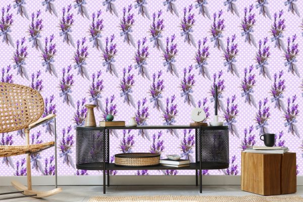 Behang Lavendel Met Stippen Op De Achtergrond - Afbeelding 5