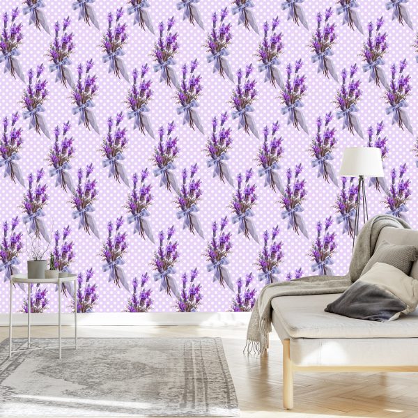 Behang Lavendel Met Stippen Op De Achtergrond - Afbeelding 3