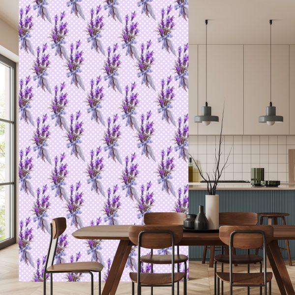 Behang Lavendel Met Stippen Op De Achtergrond - Afbeelding 4