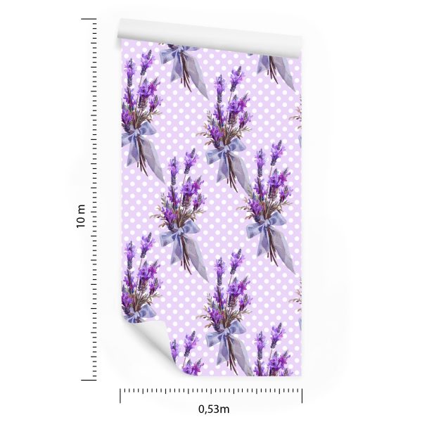 Behang Lavendel Met Stippen Op De Achtergrond - Afbeelding 8
