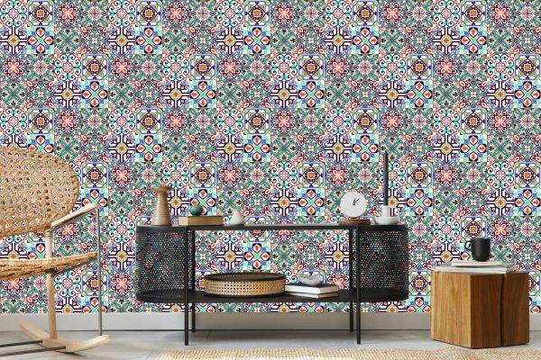 Behang Voor Eetkamer Mozaïekpatronen Imitatietegels - Afbeelding 5