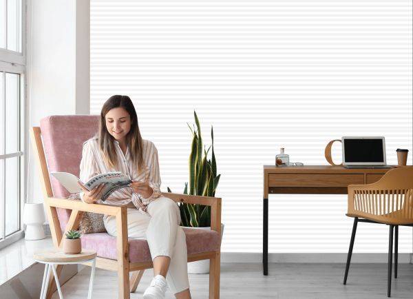 Behang Elegant Met Horizontale Strepen Voor De Woonkamer Op Kantoor - Afbeelding 7