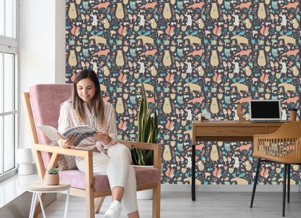 Behang Voor Kinderen - Bosdieren En -Planten - Afbeelding 7