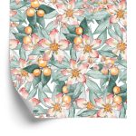 Behang Kleurrijke Bladeren En Bloemen Geschilderd Met Waterverf
