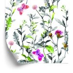 Behang Aquarel Weide Bloemen