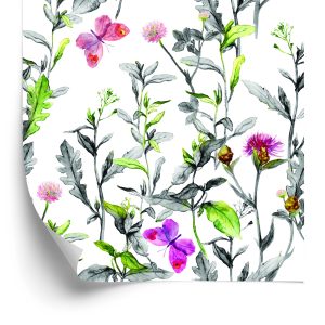 Behang Aquarel Weide Bloemen