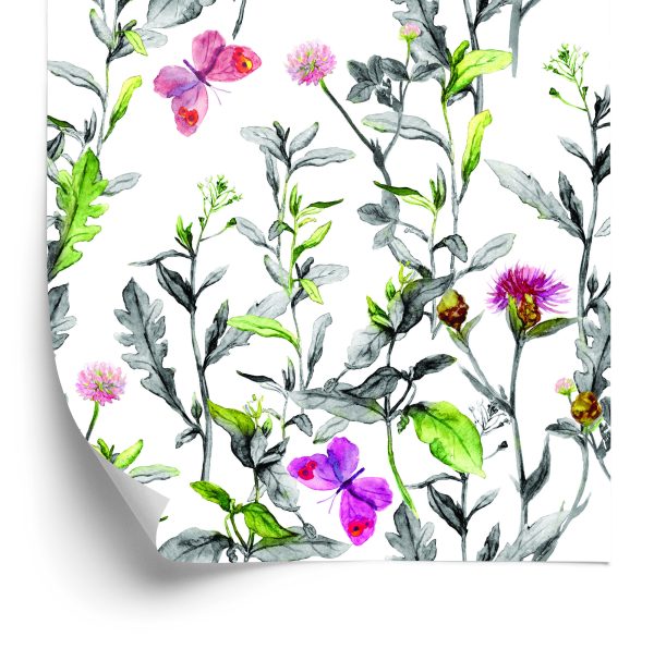 Behang Aquarel Weide Bloemen