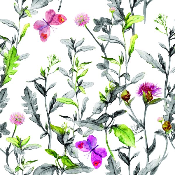 Behang Aquarel Weide Bloemen - Afbeelding 2