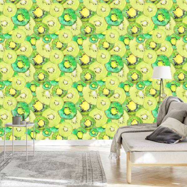 Behang Kiwi Fruit Groen Keuken - Afbeelding 3