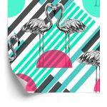 Behang Flamingo's En Geometrische Patronen