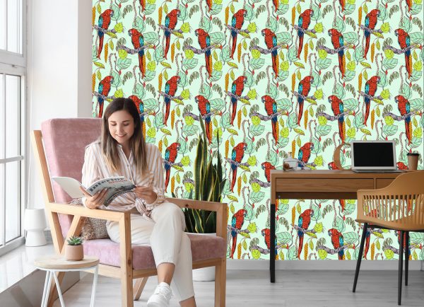 Behang Prachtige Kleurrijke Papegaaien - Afbeelding 7