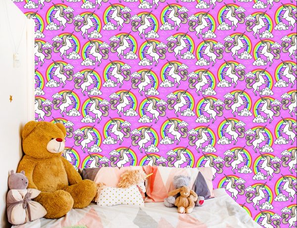 Behang Voor Kinderen - Eenhoorn Op Een Regenboogachtergrond - Afbeelding 6