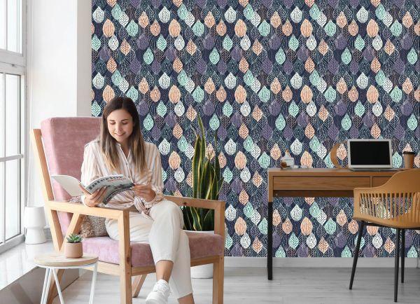 Behang Kleurrijke Natuurbladeren Voor De Babykamer - Afbeelding 7