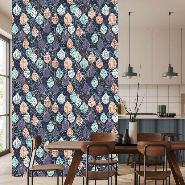 Behang Kleurrijke Natuurbladeren Voor De Babykamer - Afbeelding 4