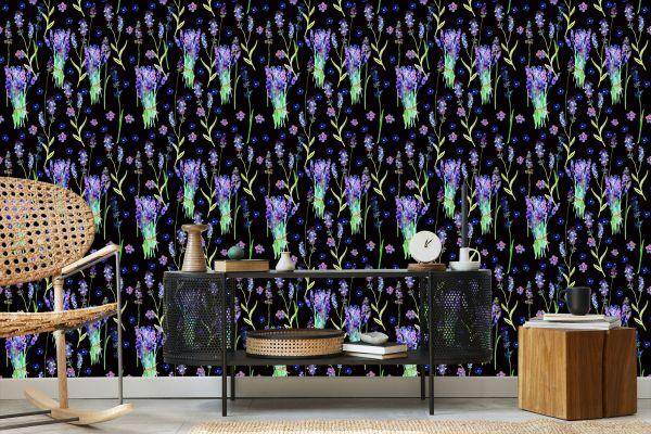 Behang Violette Bloemen - Afbeelding 5