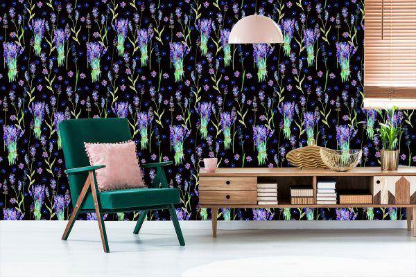 Behang Violette Bloemen - Afbeelding 6