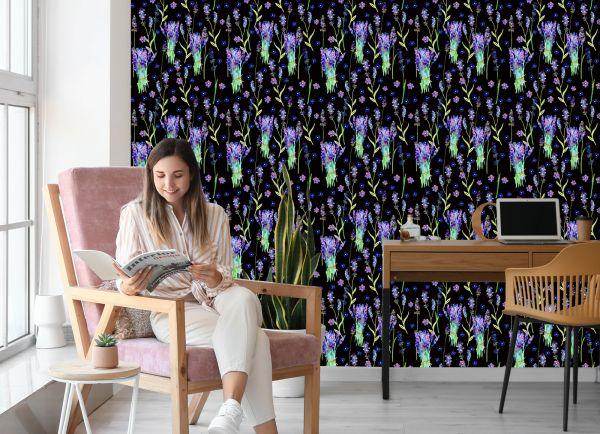 Behang Violette Bloemen - Afbeelding 7