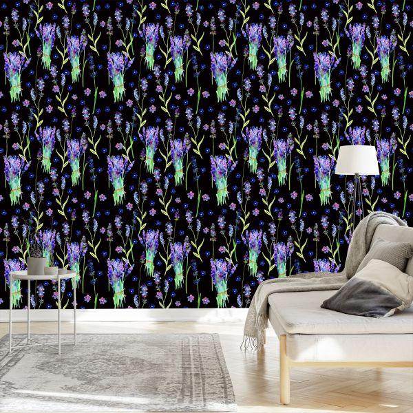 Behang Violette Bloemen - Afbeelding 3