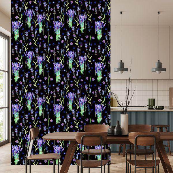 Behang Violette Bloemen - Afbeelding 4