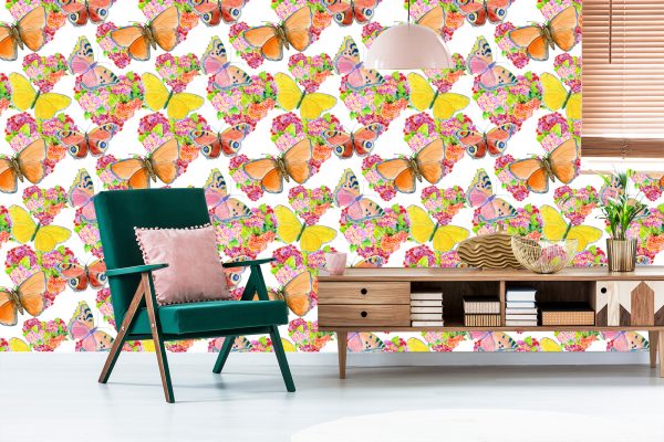 Behang Vlinders Kleurrijke Bloemen Kinderkamer - Afbeelding 6