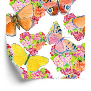 Behang Vlinders Kleurrijke Bloemen Kinderkamer