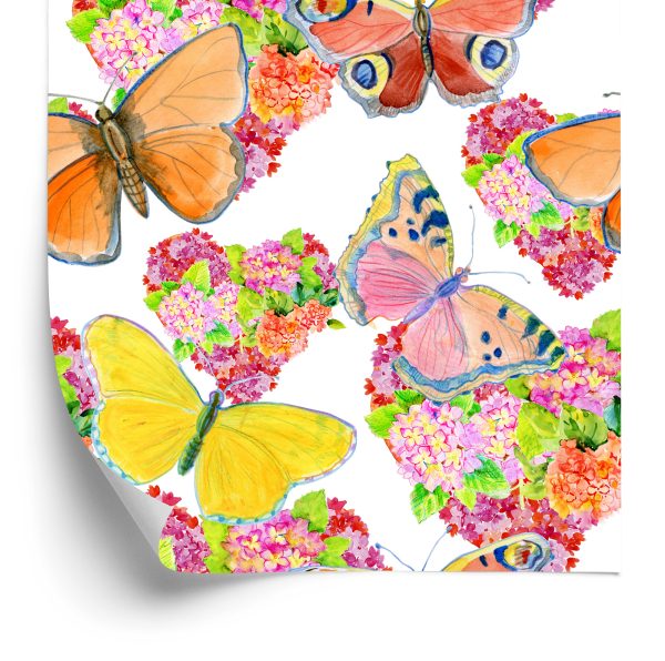 Behang Vlinders Kleurrijke Bloemen Kinderkamer