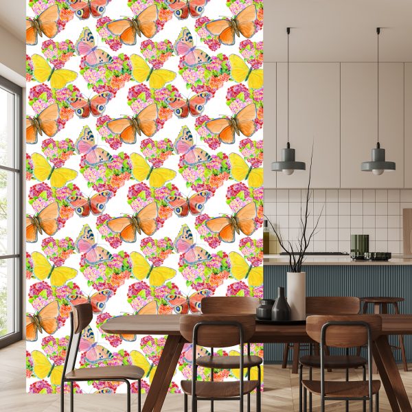 Behang Vlinders Kleurrijke Bloemen Kinderkamer - Afbeelding 4