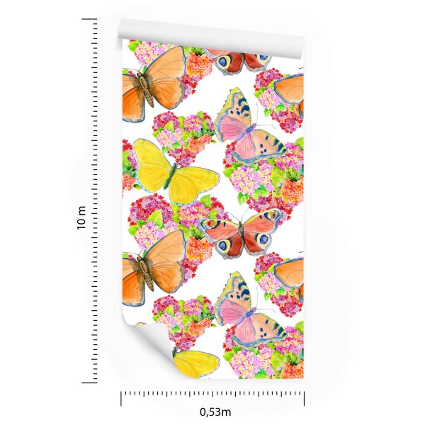 Behang Vlinders Kleurrijke Bloemen Kinderkamer - Afbeelding 8