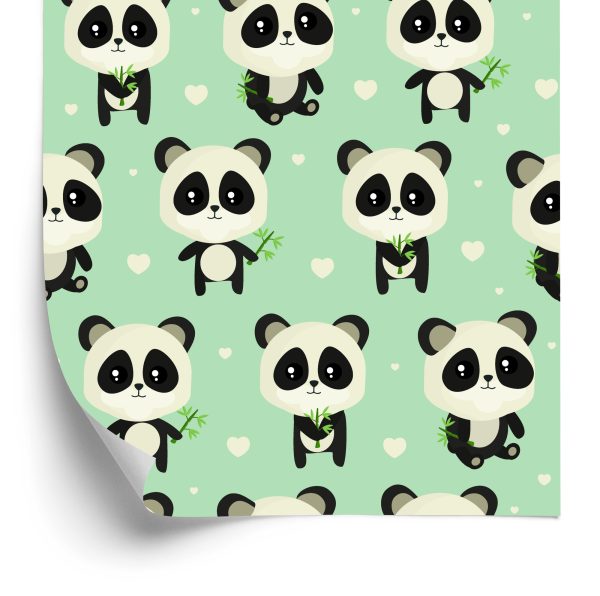 Behang Panda's Met Bladeren