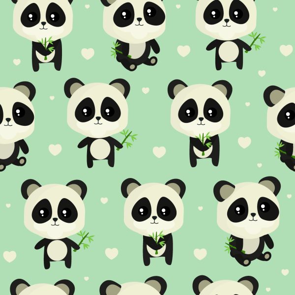 Behang Panda's Met Bladeren - Afbeelding 2