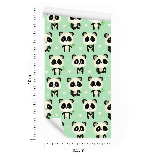Behang Panda's Met Bladeren - Afbeelding 8