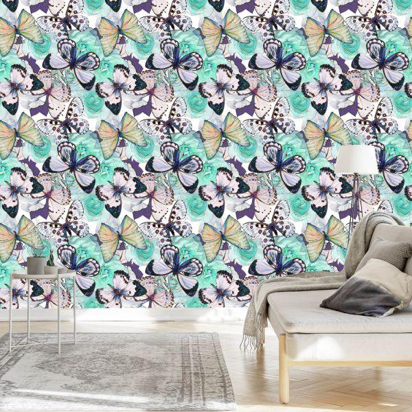 Behang Bloemen, Vlinders, Natuur - Afbeelding 3
