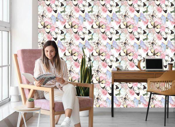 Behang Bloemen, Planten, Vlinders, Gang - Afbeelding 7