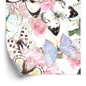 Behang Bloemen, Planten, Vlinders, Gang