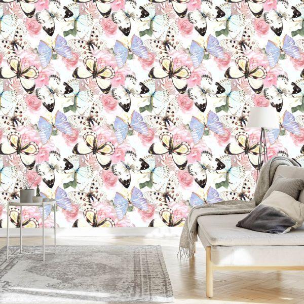 Behang Bloemen, Planten, Vlinders, Gang - Afbeelding 3