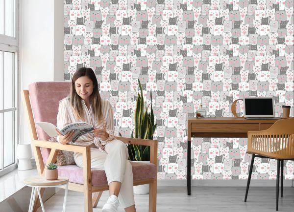 Behang Voor Kinderen - Katten En Harten - Afbeelding 7