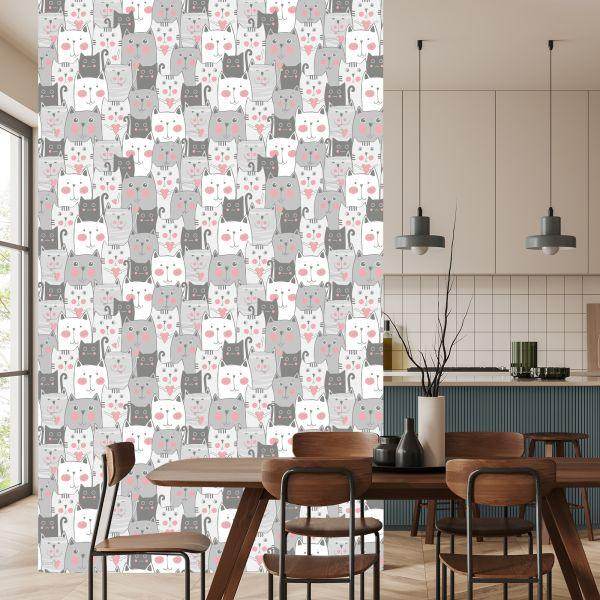 Behang Voor Kinderen - Katten En Harten - Afbeelding 4