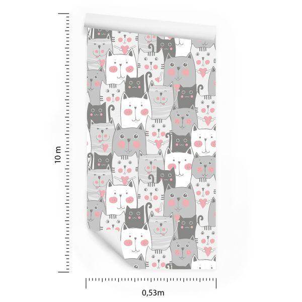 Behang Voor Kinderen - Katten En Harten - Afbeelding 8