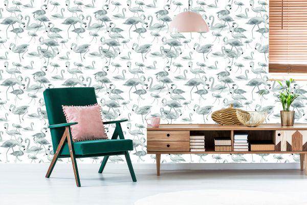 Behang Flamingo's Vogels Natuursalon - Afbeelding 6