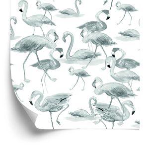 Behang Flamingo's Vogels Natuursalon