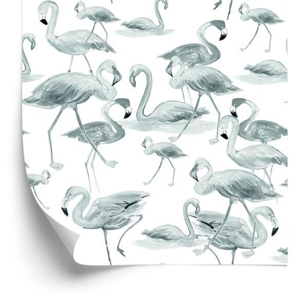 Behang Flamingo's Vogels Natuursalon