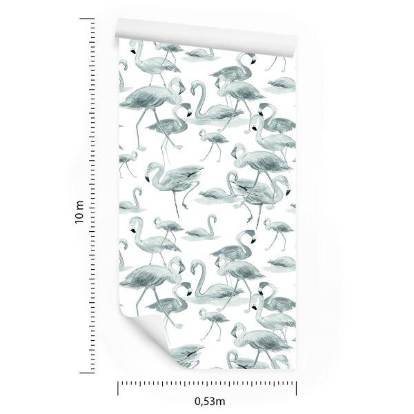 Behang Flamingo's Vogels Natuursalon - Afbeelding 8