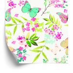 Behang Voor Kinderen - Kleurrijke Vlinders En Bloemen